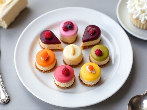 数種類のケーキの試食プレート